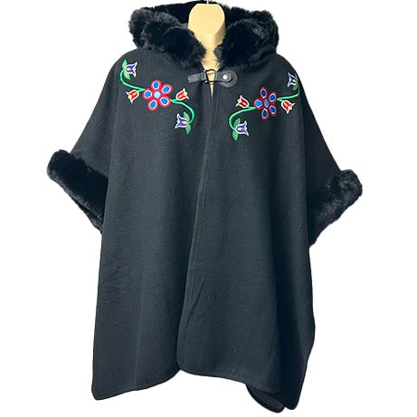 EASTERN WOODLAND FLORAL SWEATER CAPE WITH HOOD