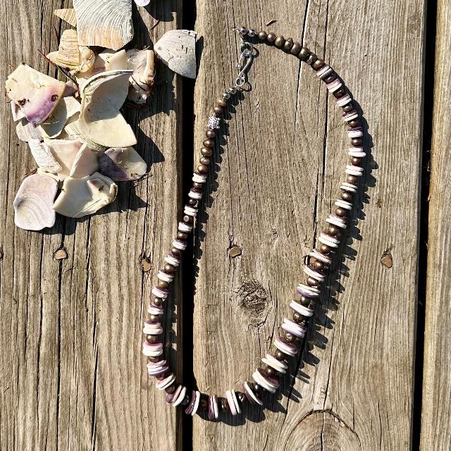 WAMPUM AND TAHITIAN PEARLS NECKLACE