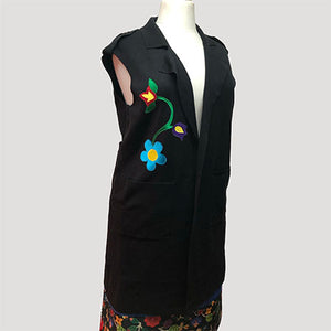 EASTERN WOODLAND FLORAL WOOL LONG VEST